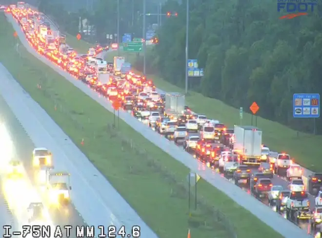 The i-75 was in gridlock on Tuesday morning